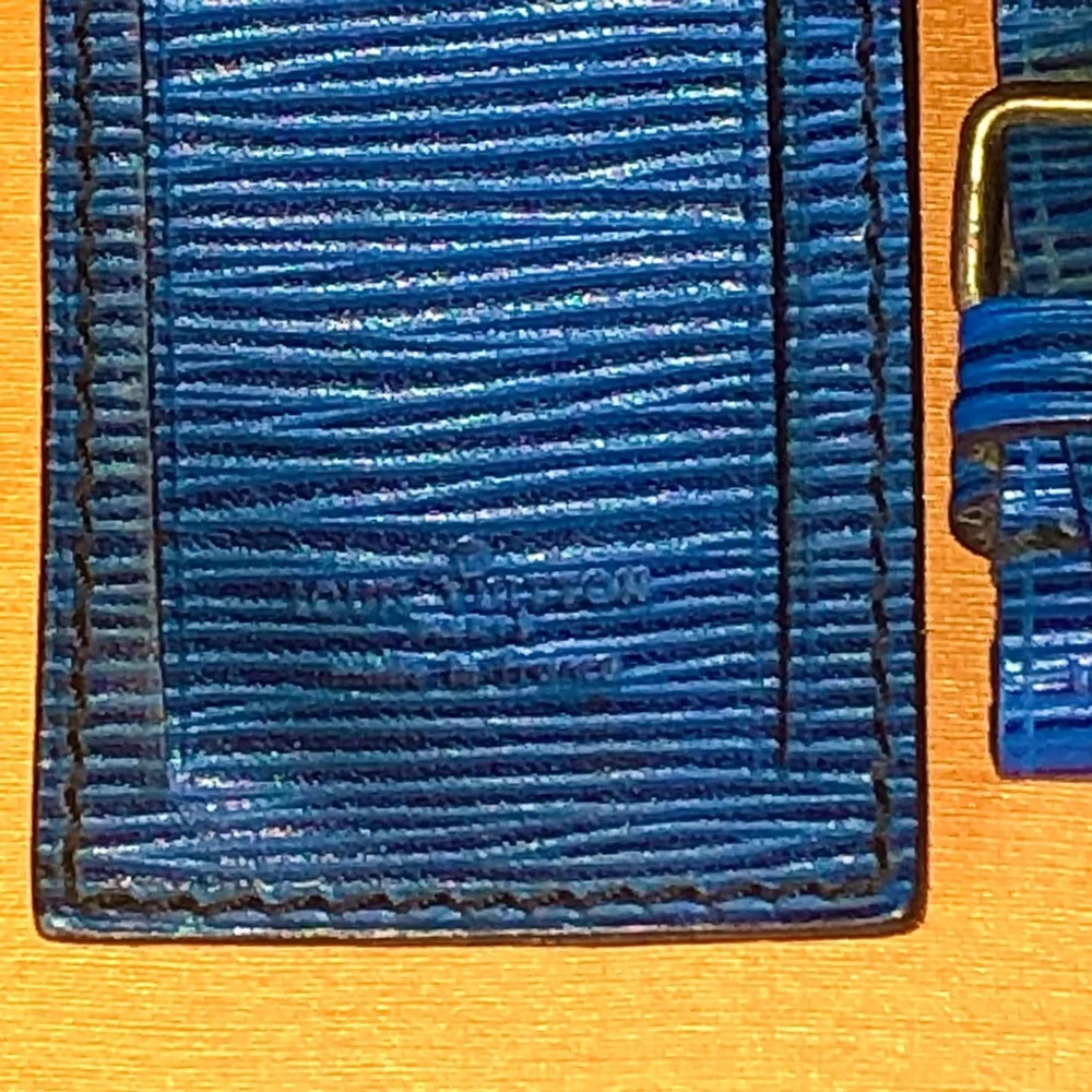 Louis Vuitton Blue Epi Leather Luggage Tag and Poignet Set